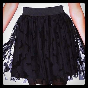 Halloween goth black lace bat mini skirt